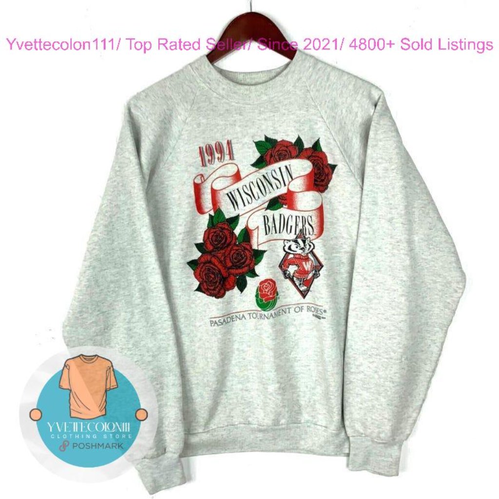 Wisconsin Badgers Rose Bowl Gray 1994 Ncaa Sweatshirt Shirt Grey